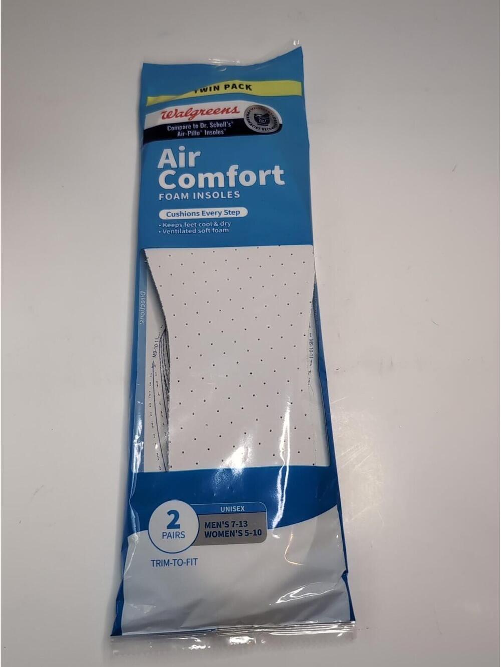 Walgreens Air Comfort Foam Insoles Twin Pack Trim to Fit (M46)